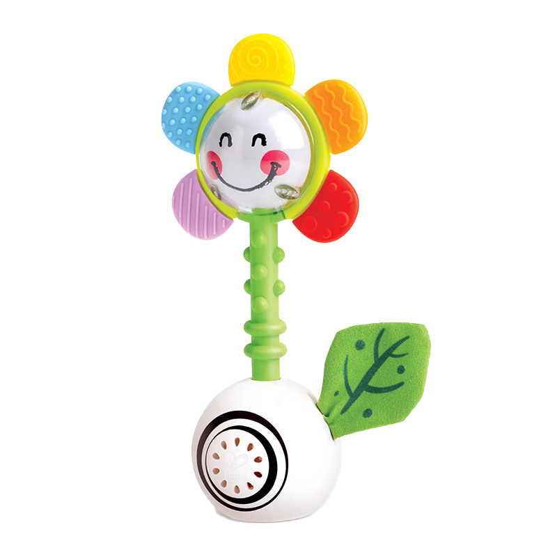 Hape (Germany), Infant Rattle Toy, Soothing Smiling Flower Rattle, Teether, Newborn Christmas Gift, E0133