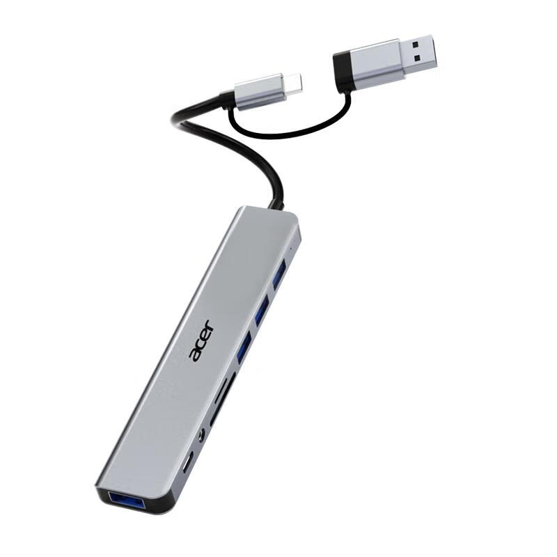 Acer Type-C Expansion Dock, USB3.0 Hub with SD/TF Card Reader Adapter, Compatible with MacBook, Huawei, Android Computers, Eight-In Expansion Dock