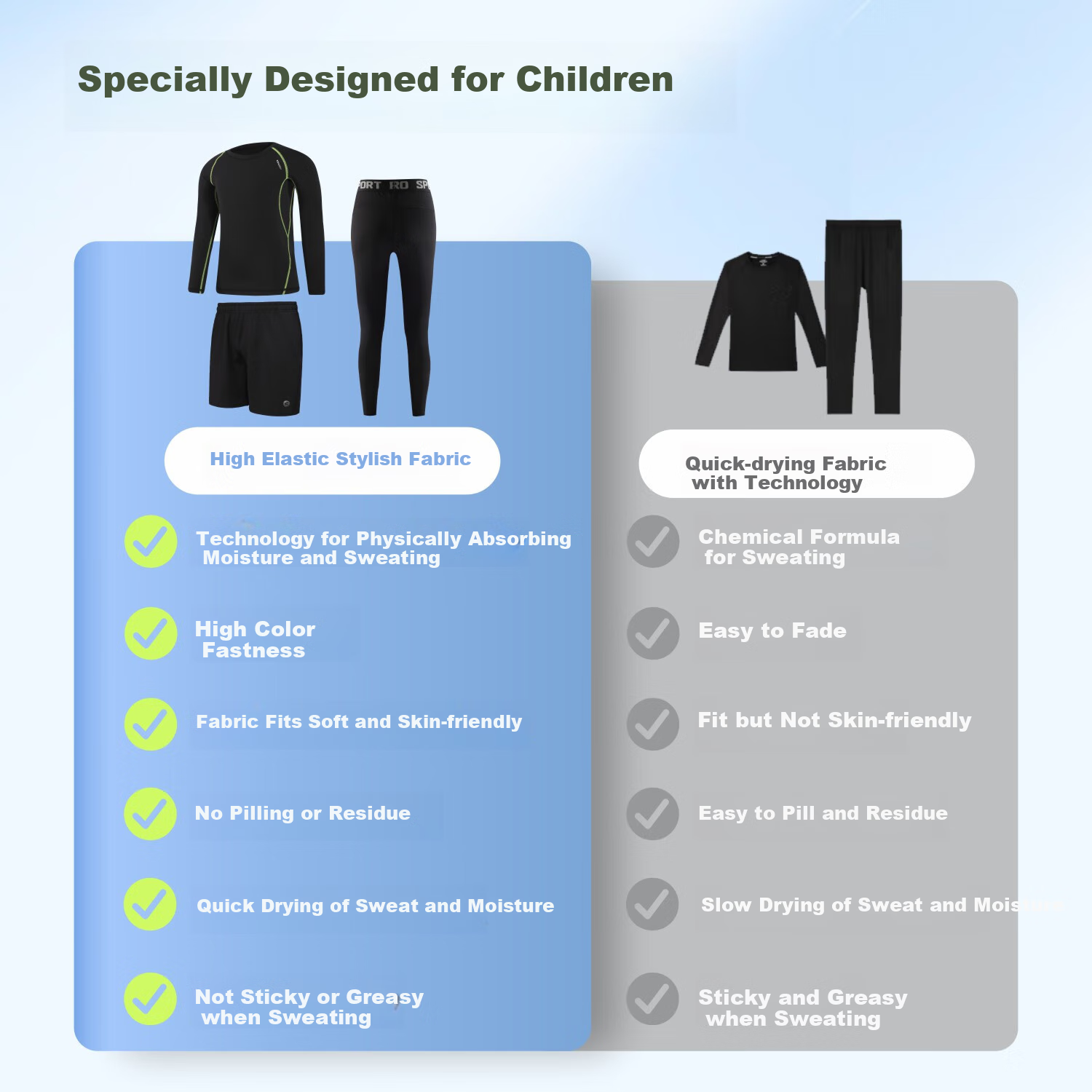FANDIMU Children's Sports Set, Boys And Girls Badminton Basketball Tight-Fitting Base Layer, Breathable High-Elasticity Morning Jogging Training Running Suit