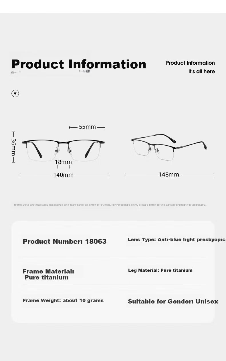 CAPONI Japanese Imported Pure Titanium Reading Glasses for Men And Women, Bifocal Ultra-Light Semi-Rimless Anti-Blue Light Auto-Focus Driving Walking Glasses 8