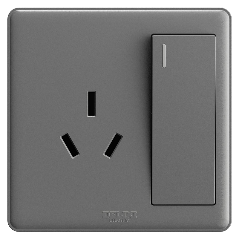 DELIXI CD815 Series 16A Three-Prong Air Conditioner Socket with Single Control Switch, Starry Gray