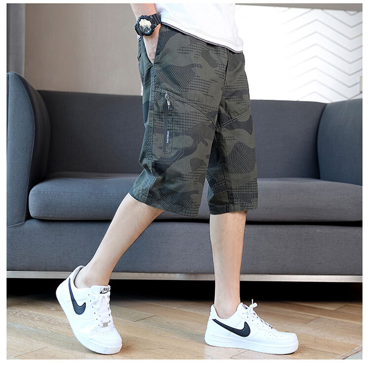 PLAYBOY Men's Shorts, Summer Pants, Casual Sports Beach Shorts, Five-Point Pants for Outdoor Wear, American Workwear Style, Pure Cotton, Loose-Fitting Mid-Length Pants 11