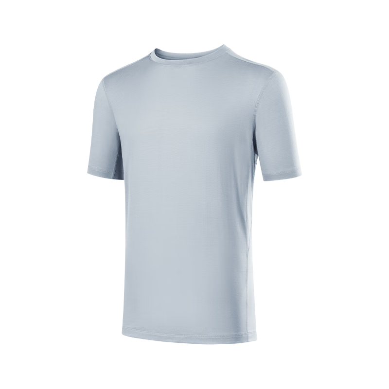 JD Jingzao Cooling Deodorant Wool Short Sleeve Men's Spring Summer High Elastic Antibacterial Breathable Sports Outdoor T-Shirt Light Mist Gray M
