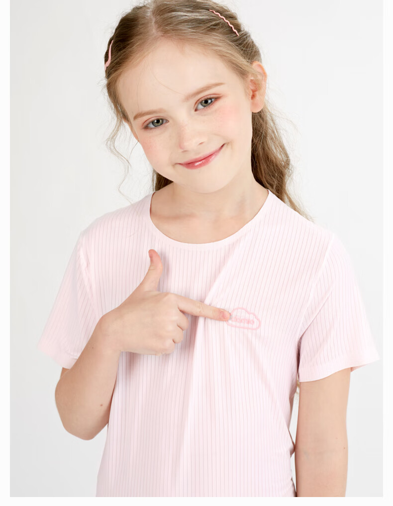 Duomiaowu Girls' Nightgown, Summer Children's Ice Silk Pajamas, Short-Sleeve Loungewear for Girls, Big Kids' Air Conditioning Wear, D017 Pink, Size 170 6