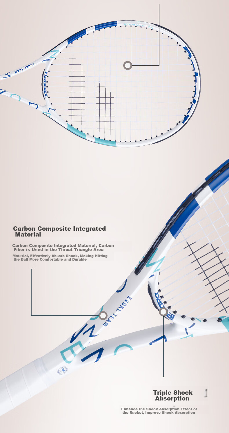 Babolat EVOKE TOUR Carbon Integrated Tennis Racket for Beginners, College Students, And Advanced Players 3