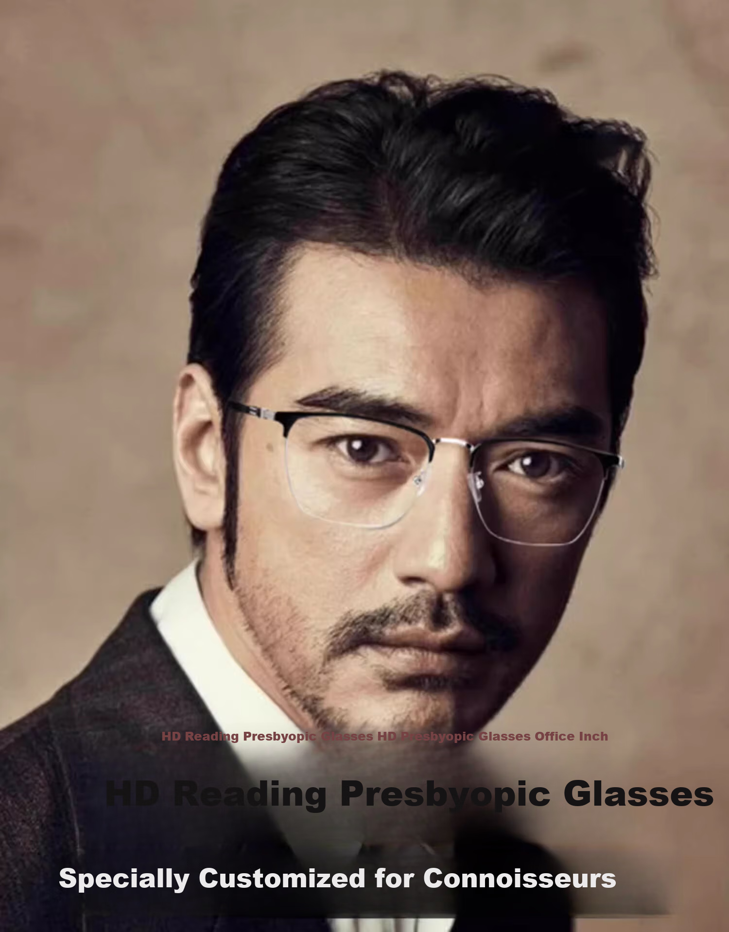 GOGOSOON Large Face Semi-Rimless Reading Glasses for Men, High Definition Ultra-Light Eye Protection Anti-Blue Light Fashionable Presbyopic Glasses for Middle-Aged And Elderly High-End Wome 2