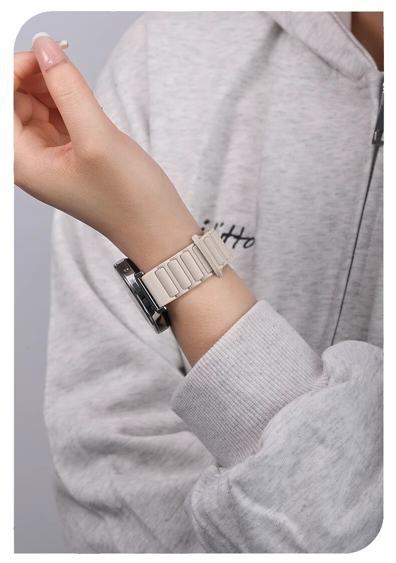Iboann Compatible with Huawei GT5/GT6 Watch Band for Women, Magnetic Silicone Strap for GT6 PRO, Herringbone Pattern Summer Mint Fresh Women's Watch GT5Pro Wristband 42mm 12