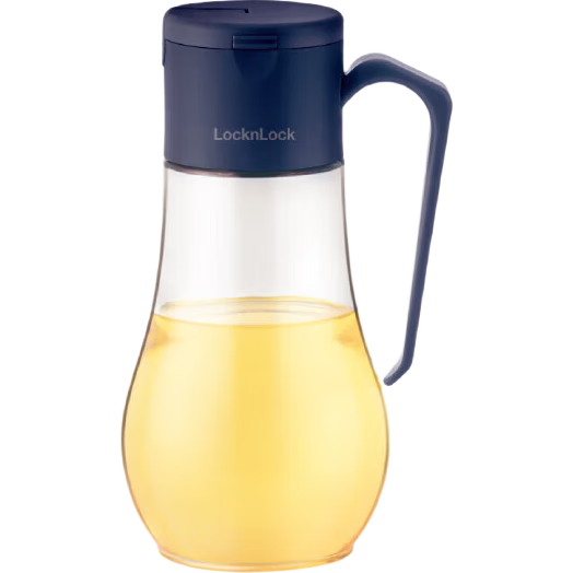 LOCK&LOCK Large Capacity Glass Oil Bottle, Detachable And Washable, Non-Slip Oil Bottle, Soy Sauce Seasoning Bottle, 550ml, Blue