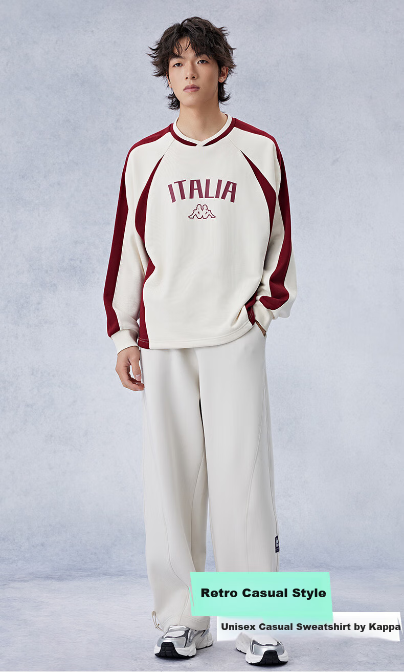 Kappa Back-To Sweatshirt for Women, New Autumn Casual Sportswear, Couple Knitted Pullover Top, Men's Style K0EY2WT02D 1