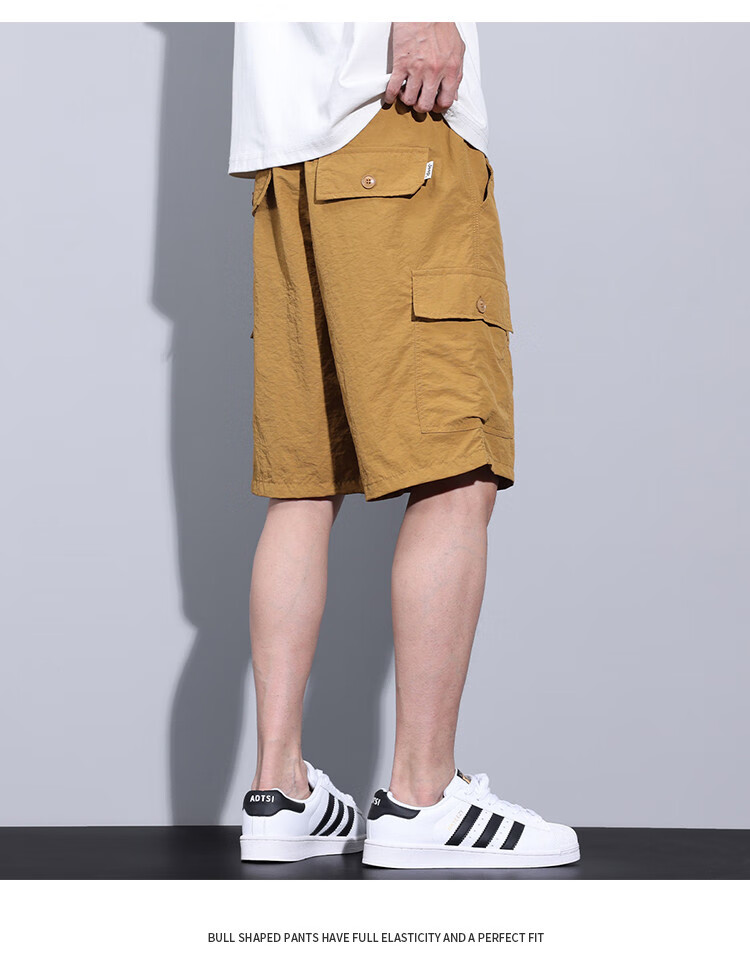 JEEP Ice Silk Workwear Five-Point Casual Shorts for Men, 2026 Summer Thin Loose Straight-Leg Cool Mid-Length Pants for Me 24