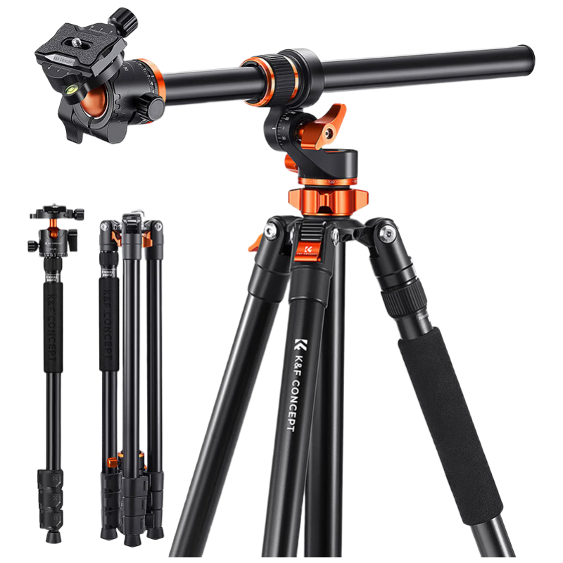 Zhuoer Tripod Camera Stand, Multifunctional Center Column, Horizontal Tripod, DSLR Photography Phone Stand, Horizontal Arm at 90 Degrees, Indoor Live Streaming, Food Photography, Outdoor Monopod