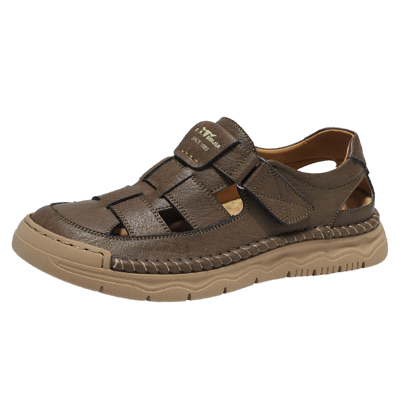 Bull Family Summer New Men's Hollow Breathable Sandals Outdoor Casual Water-Resistant Creek Shoes