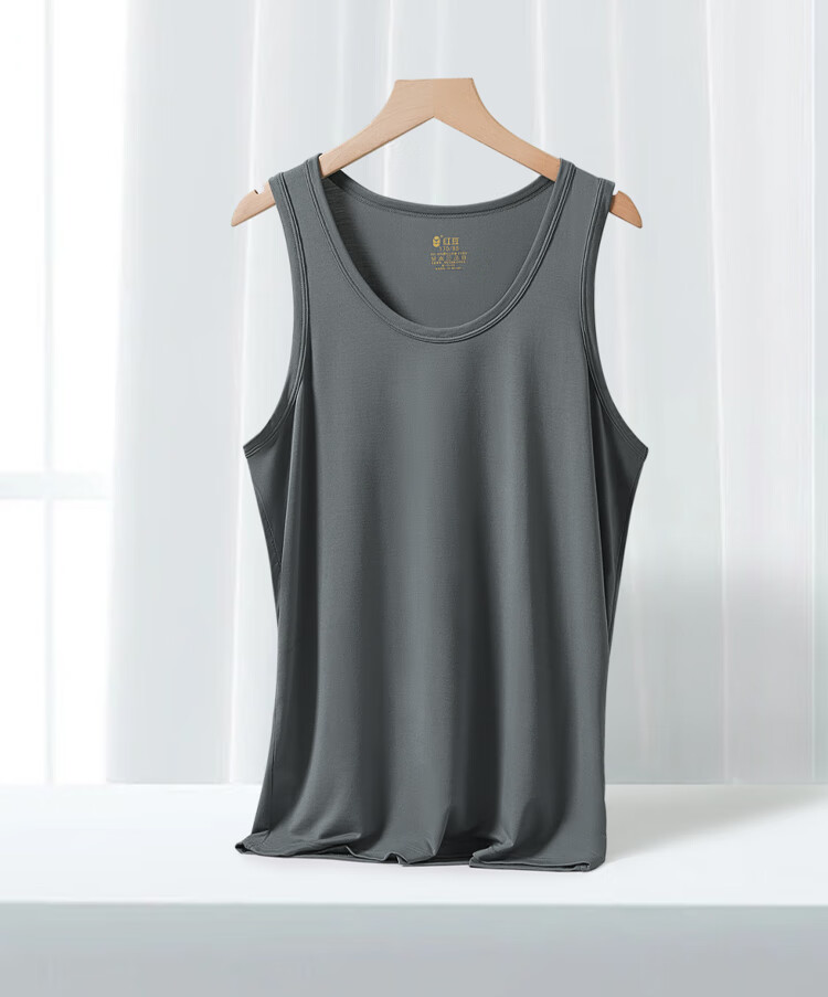 Hongdou Men's 7A Antibacterial Modal Silky Stretch Round Neck Simple Base Layer Sports Vest 3