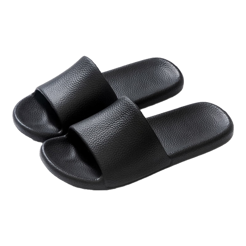 JD Original [Antibacterial Textured Slippers], EVA Soft Elastic Slippers, Indoor Non-Slip Bathroom Sandals, Black, Size 44-45
