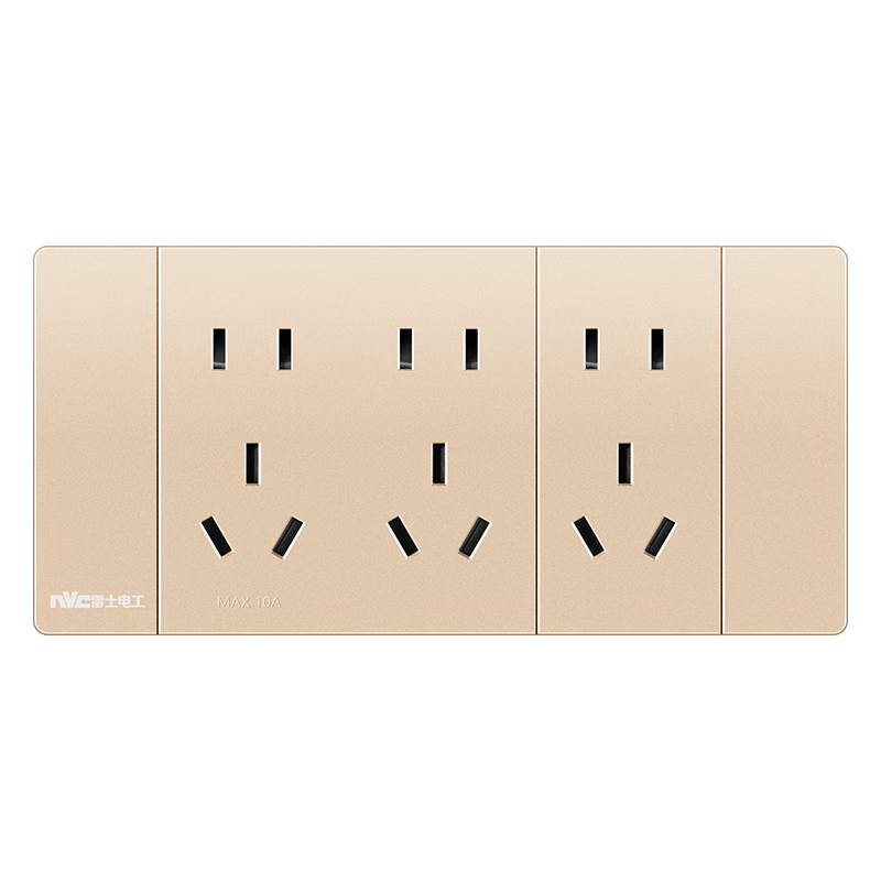 NVCleishidiangong Switch Socket, Three-Gang Five-Hole Socket, 118-Type Concealed 15-Hole Socket, Champagne Gold