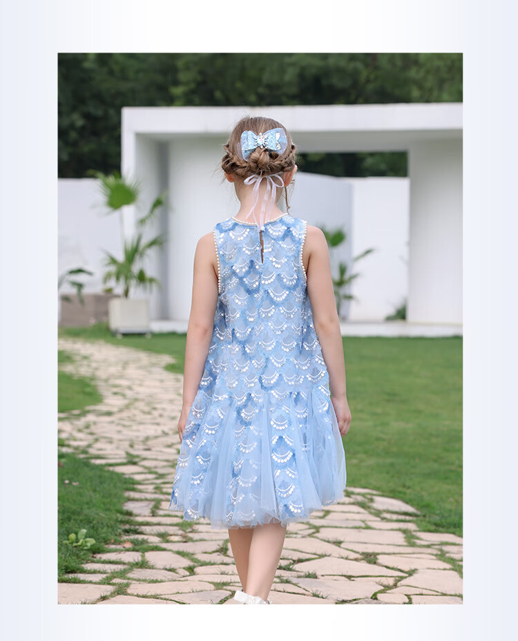 Disney Elsa Princess Dress Girls New Summer Dress Kids Summer Clothing 2026 New Arrival 7