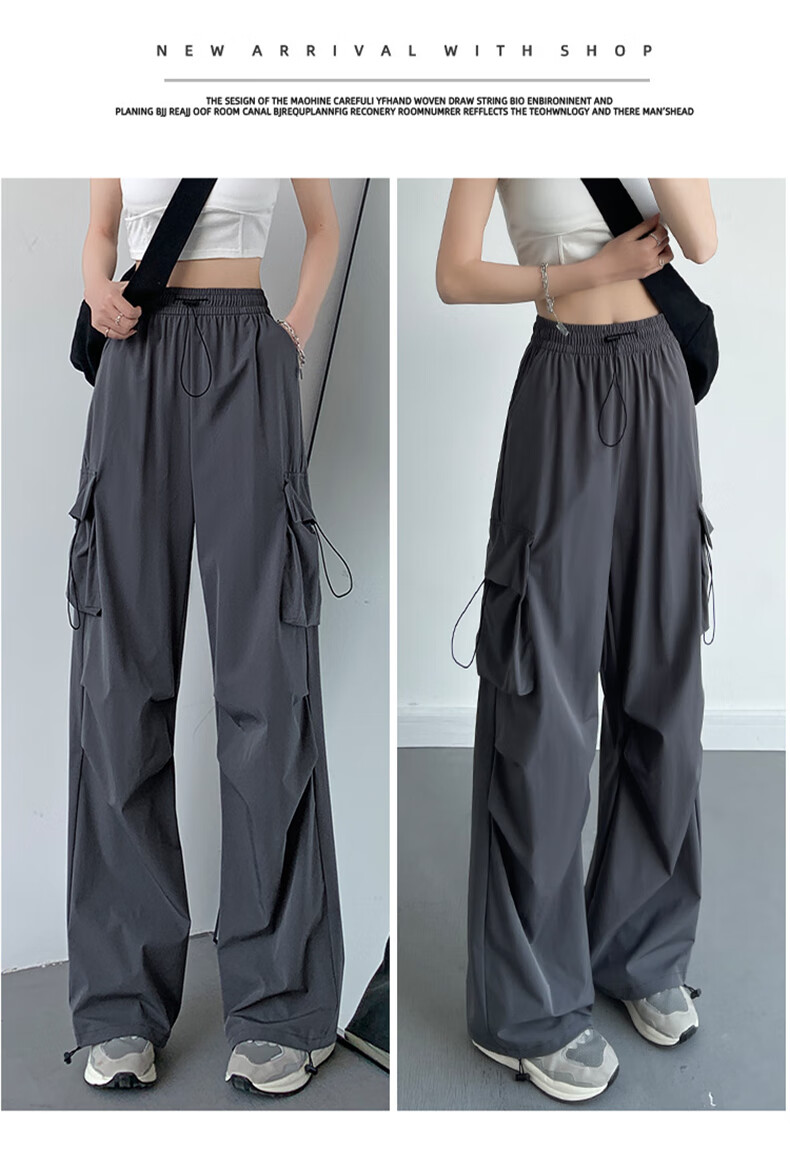 Langsha Women's Work Pants 2026 New American Style High Waist Wide Leg Quick-Dry Lightweight Outdoor Hiking Cargo Pants 13