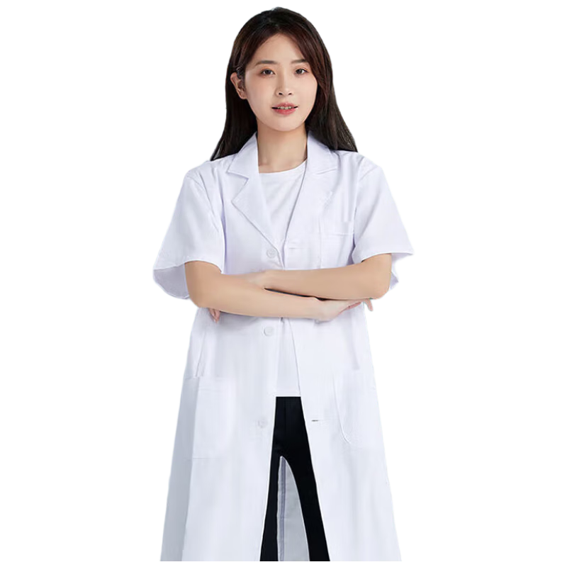 Adiya Short-Sleeve White Lab Coat, Size S, White, Customizable, Chemical Experiment Workwear Protective Clothing