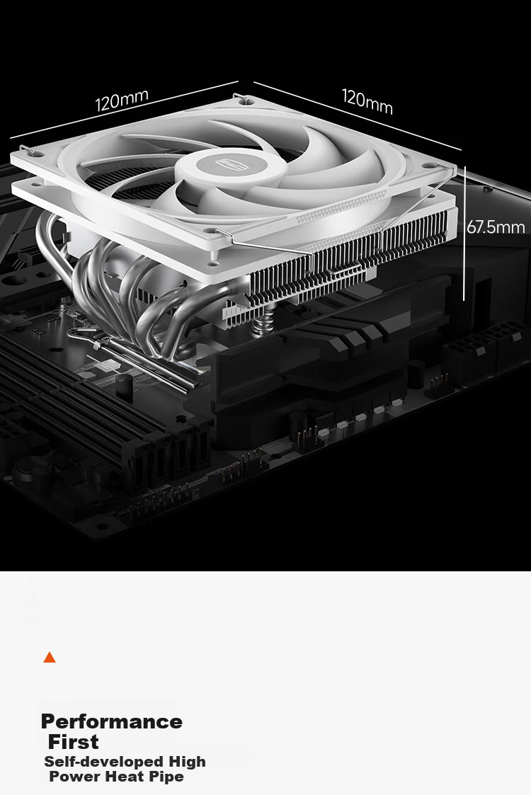 PCCOOLER RC600-67WH ITX Air-Cooled CPU Cooler (Bottom Pressure Type, 67mm Height, 6 Heat Pipes, 12cm Fan, Copper Base with Nickel-Plated Soldering, Supports AM5 1700) 3
