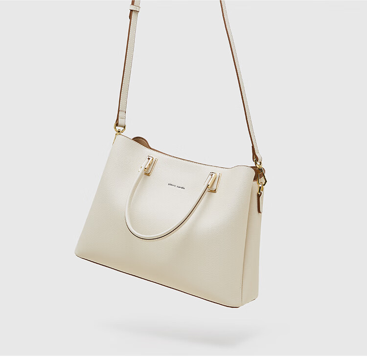 Pierre Cardin Women's Handbag, Holiday Birthday Gift, High-Quality Fashion Cowhide Tote Bag, Shoulder Crossbody Bag, Apricot Color, Gift Box Included 11