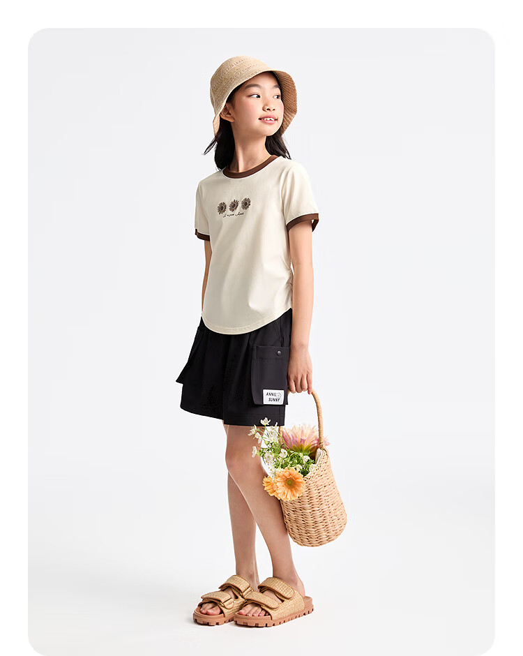Annil Girls' Round Neck Short-Sleeve T-Shirt, New Summer Style 2025 5