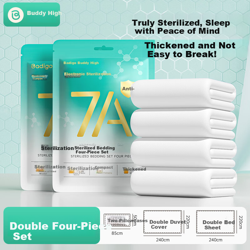 BADIGAO Disposable Four-Piece Set for Double Bed: Bed Sheet, Duvet Cover, Autumn And Winter Thickened Sterilized Hygienic Travel Supplies for Hotels