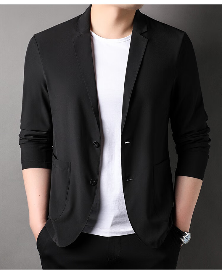 TUCANO Men's Summer Ice-Feel Anti-UV Blazer Suit Jacket Professional Business Casual Top Black XL 16