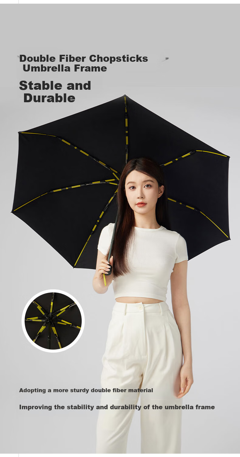 OBSU Dual Fiber Chopsticks Three-Fold Sunshade Umbrella Deep Space Black Dual Fiber Sunshade Umbrella 7