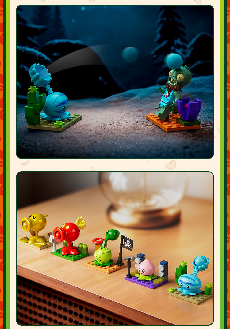 PLANTS VS ZOMBIES Plant Vs Zombies Boys' Toy Complete Set, Zombie Blind Box Figurine, Assembly Building Blocks, Surprise Box, First Wave 3