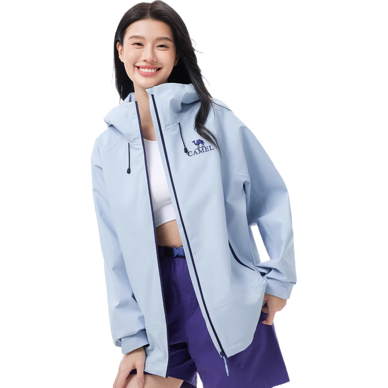 CAMEL Outdoor Single-Layer Waterproof Jacket Unisex Triple Protection Mountaineering Suit 6B001 Mountain Blue, Unisex Style XXL