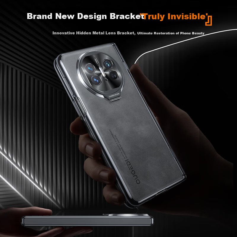 Чехол-книжка Ougedi для Huawei Mate X5, из натуральной кожи, с защитой камеры, противоударный, бизнес-стиль, светло-серый