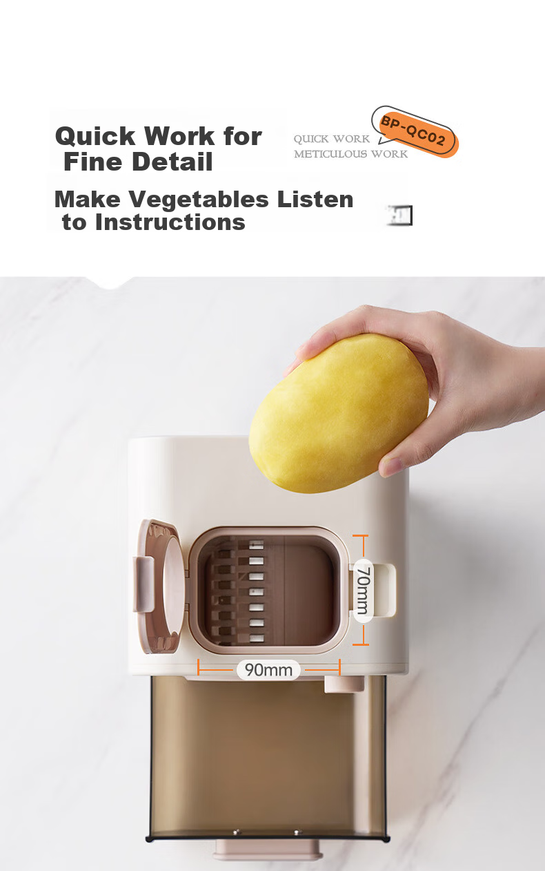 BLAUPUNKT Fully Automatic Electric Vegetable Cutter, Multi-Functional Kitchen Appliance for Home Use, Can Slice, Shred, And Mince Potatoes, Model QC02, Beige 9