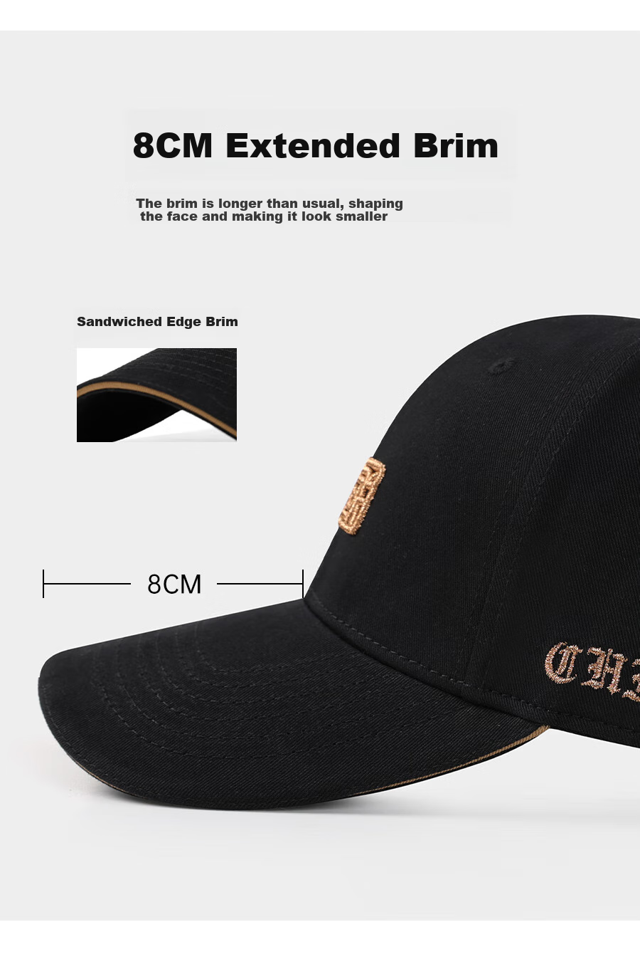 Hengyuanxiang Men's Baseball Cap, Spring And Summer Embroidered Visor Hat, Sun Protection Hat, Breathable Outdoor Cap, Dark Gray 2