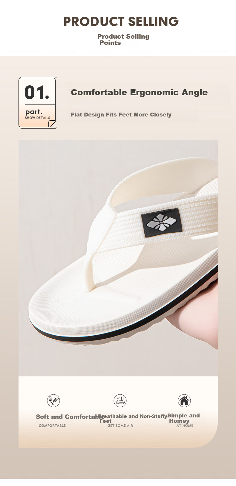 YUZHAOLIN Flip Flops for Men And Women, Beach Sandals, Outdoor Slippers, Thong Sandals, YE408 White, Size 42/43 5