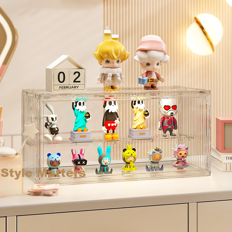 Anerya Action Figure Storage Box, Desktop Blind Box Display Stand, Magnetic Suction, Fully Transparent Model