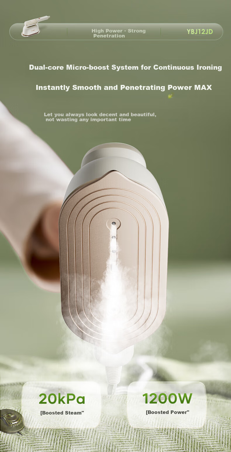 Midea Handheld Garment Steamer [Top Pressure Steam] Flat And Hanging Wet-Dry Multi-Function Electric Iron, Home Use Garment Steamer, Disinfection And Sterilization, Portable for Business Trips And Group Purchase, YBJ12JD 4