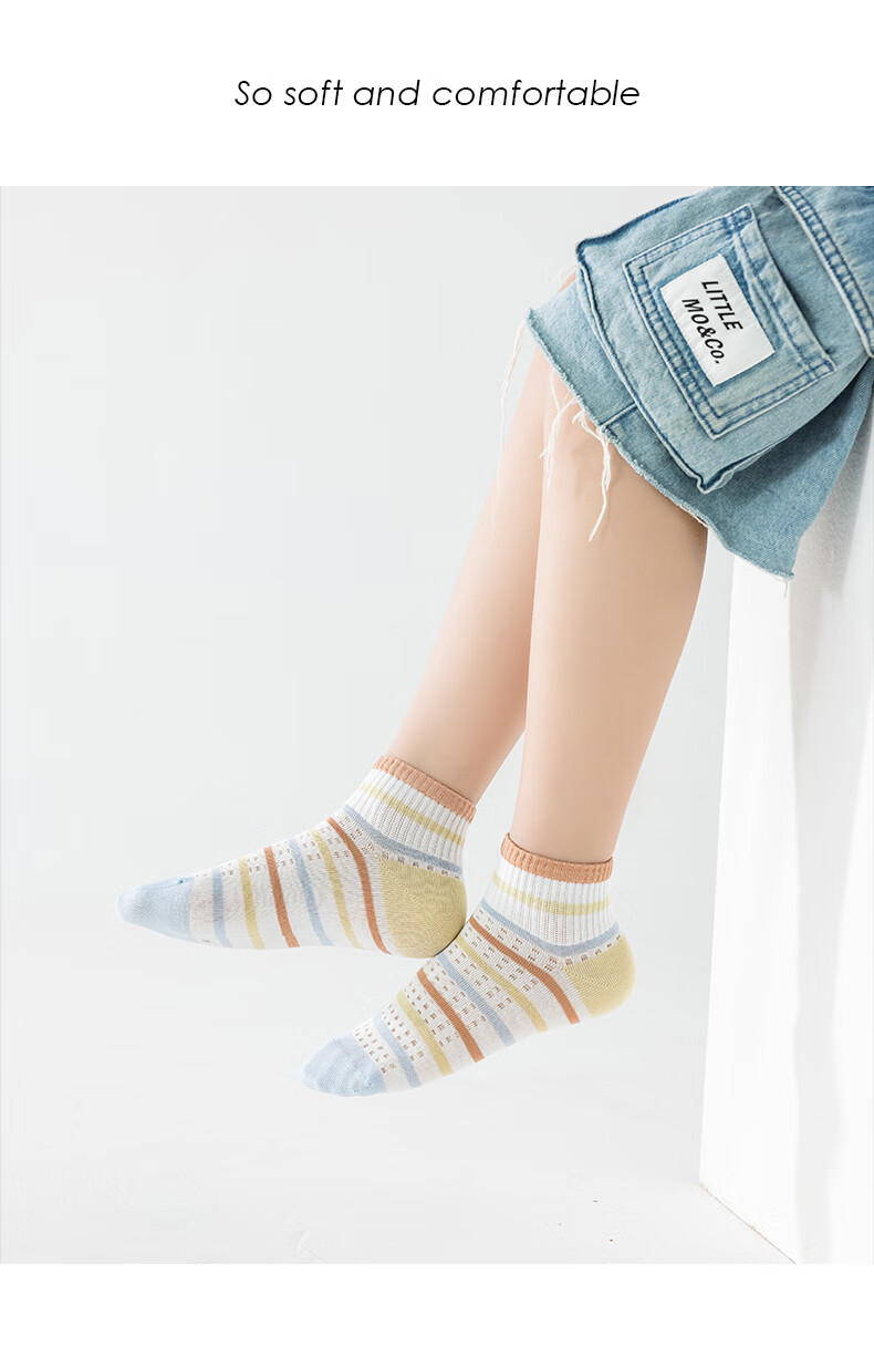 Mianmanman Children's Socks, Cute Cartoon Xinjiang Cotton Mesh, for Boys And Girls, Big Kids, Summer Thin Mid-Calf Socks, 7 Pairs, Tt 5