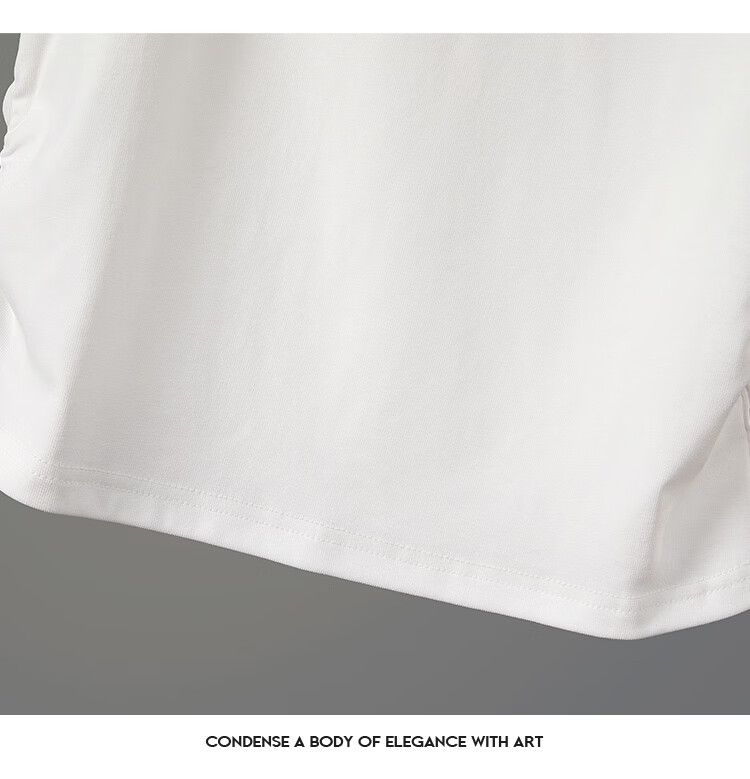 Taichi Round Neck T-Shirt 2026 Summer New Slim Fit Simple Pleated Waist Short Shoulder Crop Top for Women 8