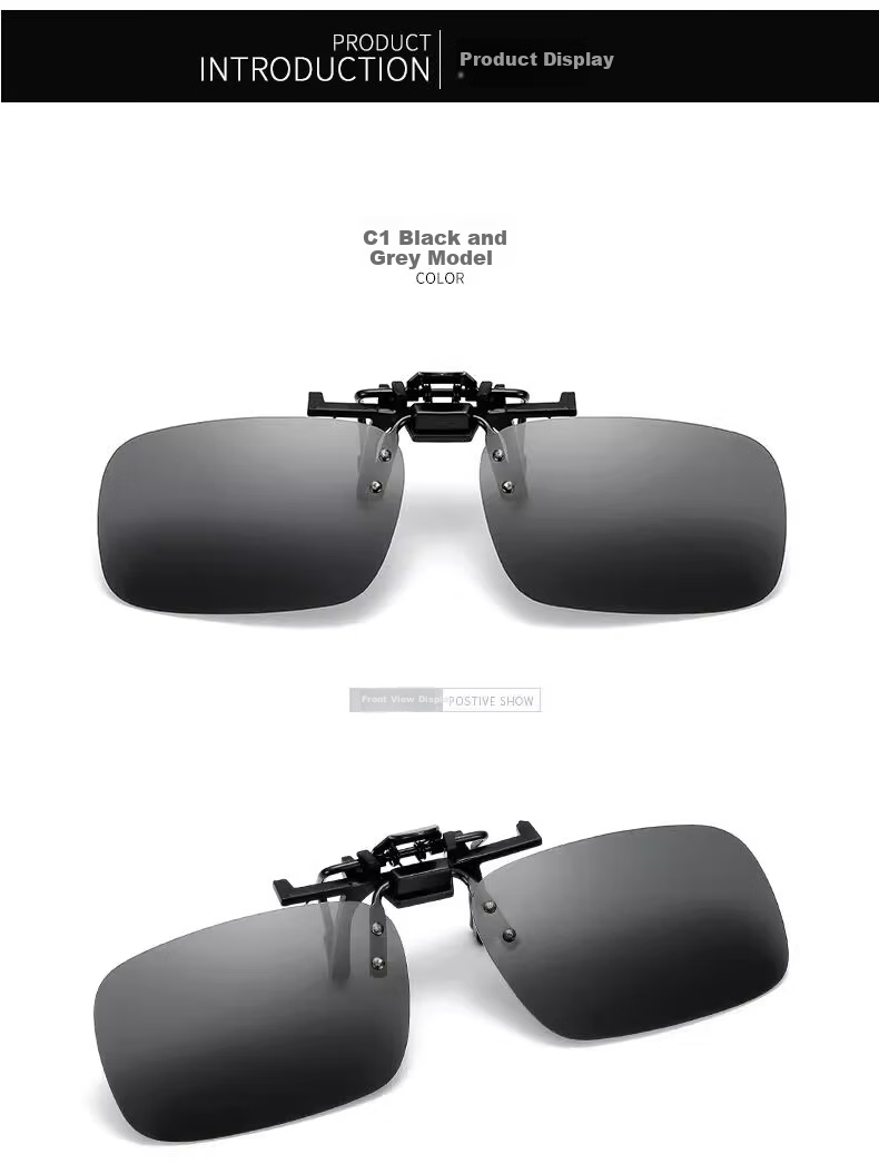 Boshide Polarized Clip-On Sunglasses for Prescription Glasses, Driving Clip-On Sunglasses with UV Protection, Polarized Black Gray Lenses 9