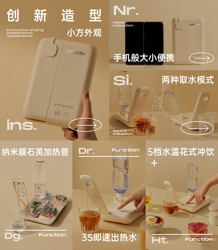 Beiouwolang Portable Instant Hot Water Dispenser, Electric Kettle, Fast Heating, Constant Temperature, Compact Foldable, for Business Trips, Desktop Use, Home Direct Drinking Machine, Mineral Water Heater - Premium Model W1P 2