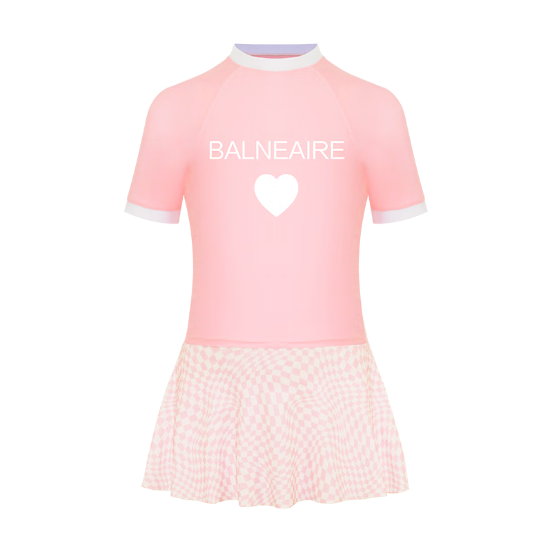 BALNEAIRE Children's Two-Piece Skirted Swimsuit, Fashionable Professional Sun Protection, Cute Chlorine-Resistant Breathable Swimming Pool Swimwear for Girls, Size 145