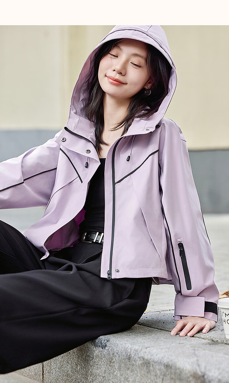 Dme [In The Wild Series] Spring And Autumn Urban Light Outdoor Hooded Jacket with Elastic Cuffs And Contrasting Color Woven Trim 11
