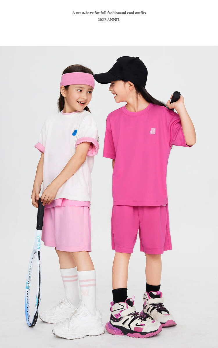 Annil Children's Clothing, Boys And Girls Short-Sleeve T-Shirt, Antibacterial Long-Staple Cotton, Summer Fashion, Pure Cotton, Casual Round Neck, Loose Fit, Nebula Blue 25