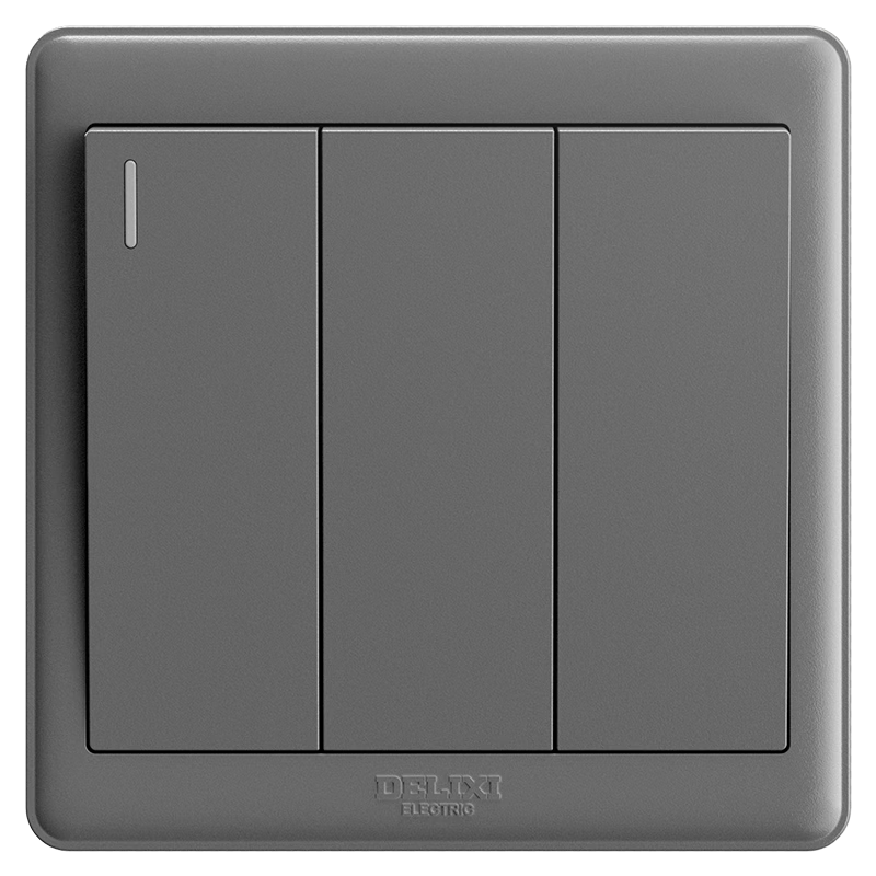 DELIXI Switch Socket Panel, CD815 Series, Triple Three-Way Double Control Switch, Space Gray