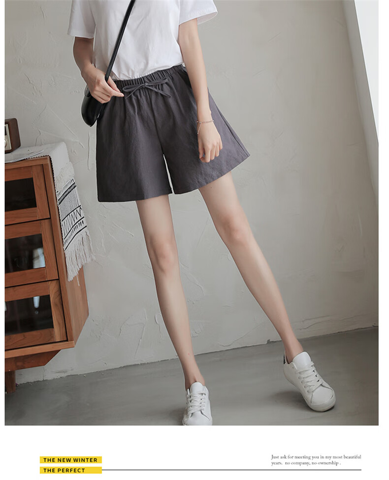 LangSha Cotton And Linen Shorts for Women, Summer A-Line Style, Plus Size, Sports Shorts, Versatile High-Waist Loose Casual Wide-Leg Hot Pants 16