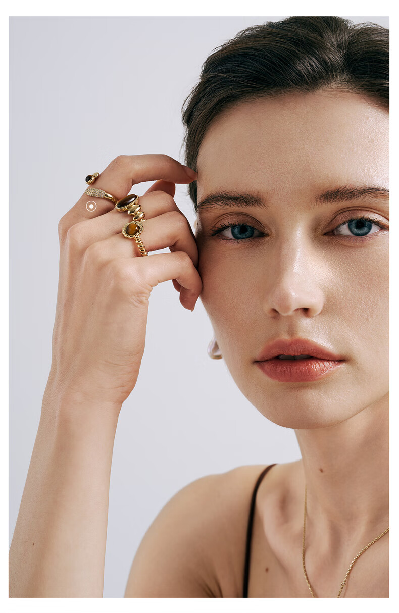 Amber Lollipop Wang Yumen Same Style Tiger's Eye Stone Ring, Women's Adjustable Ring, Birthday Mother's Day Gift for Mom Or Wife, Practical Present 4