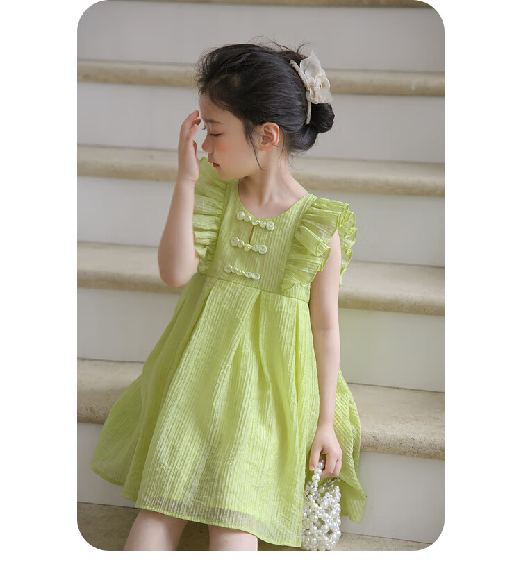 Tutuxiaoxiang Girls' Dress Children's Clothing Dress with Small Flutter Sleeves Princess Dress Mustard Yellow 130 Height Approximately 130cm 15