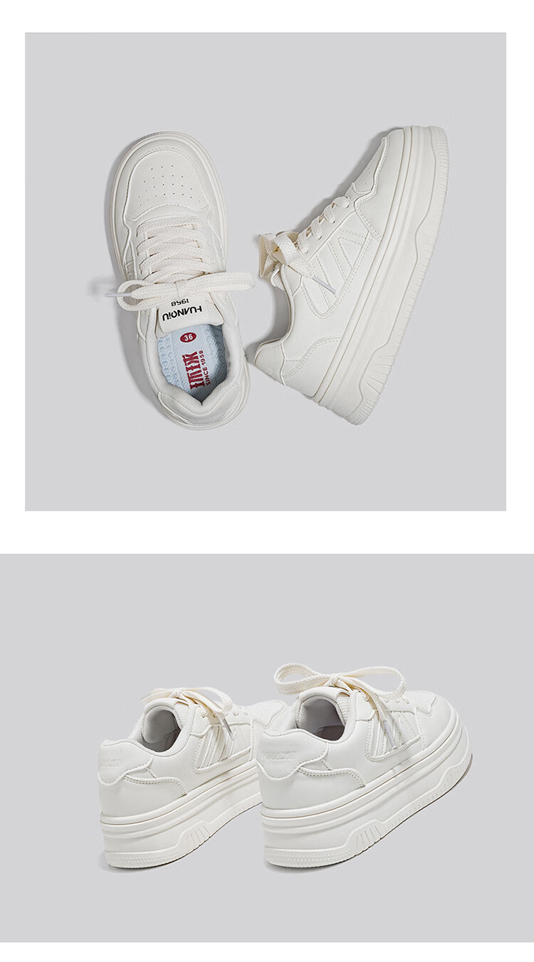 Global Black and White Thick Sole Platform Sneakers Height Increasing White Shoes INS Style 2026 Spring Comfortable New Korean Casual Shoes 4