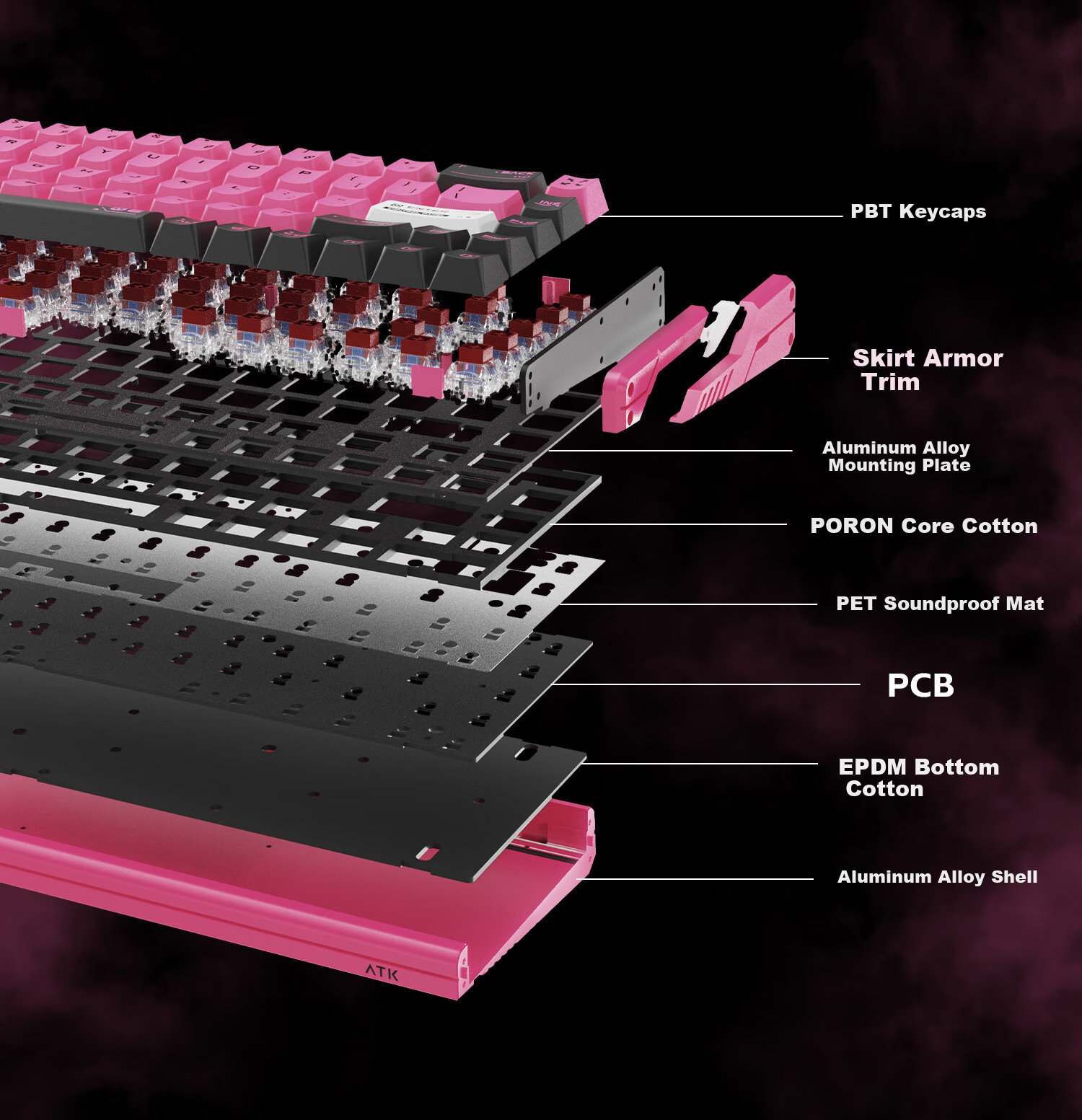ATKRS6+ Magnetic Axis Keyboard RT Custom Mechanical Gaming Keyboard Wired Hot-Swappable Office Aluminum 68-Key RS6+ White Warrior Snow Blade Switch 13