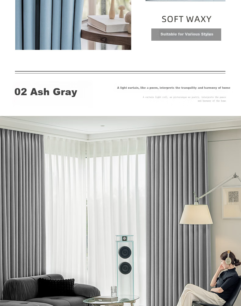 Ali Blackout Curtains, Sunshade Curtains, Ready-Made, No Drilling Required, Soundproof, with Hooks, 2.5*2.4 Meters 13